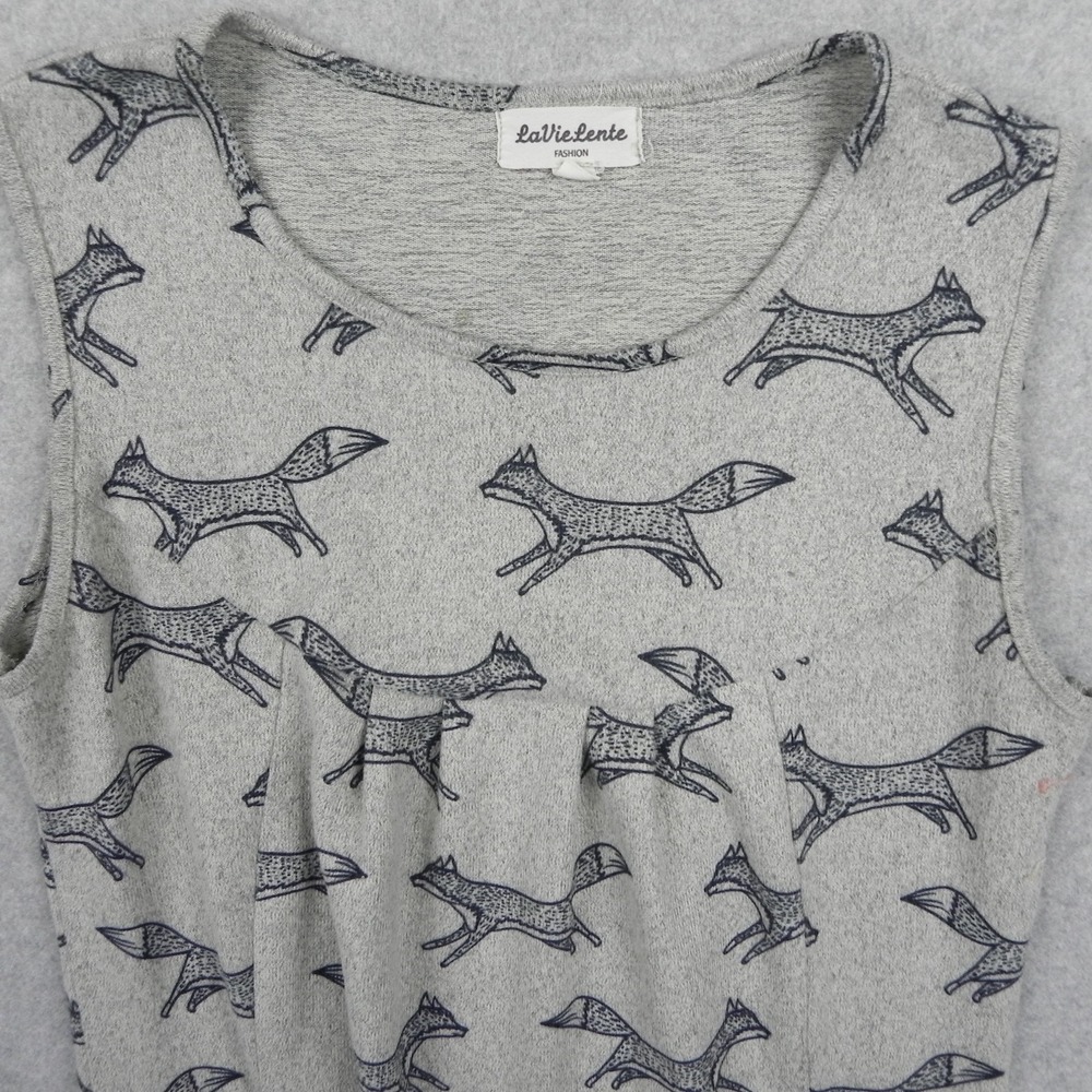 LaVieLente Dress Womens Small Jersey Shift Pockets Running Fox Gray Sleeveless - Picture 2 of 9